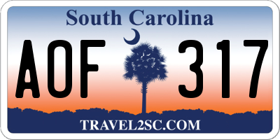 SC license plate AOF317
