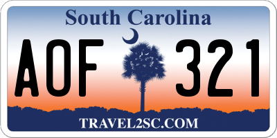 SC license plate AOF321