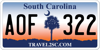 SC license plate AOF322