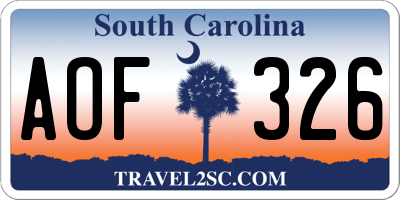SC license plate AOF326