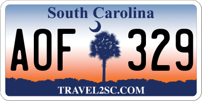 SC license plate AOF329