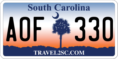 SC license plate AOF330