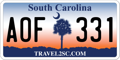 SC license plate AOF331