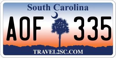 SC license plate AOF335