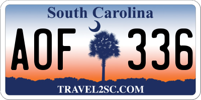 SC license plate AOF336