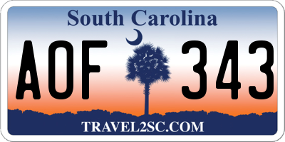 SC license plate AOF343