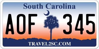 SC license plate AOF345