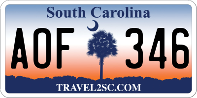 SC license plate AOF346