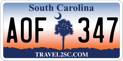 SC license plate AOF347