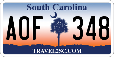 SC license plate AOF348