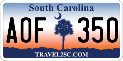 SC license plate AOF350