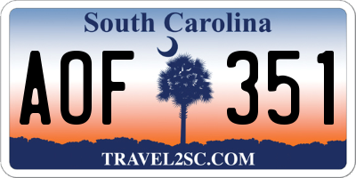 SC license plate AOF351
