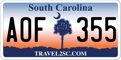 SC license plate AOF355