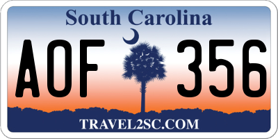 SC license plate AOF356