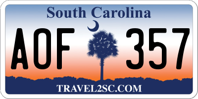 SC license plate AOF357