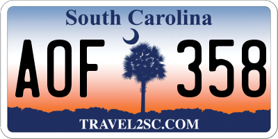 SC license plate AOF358