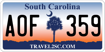 SC license plate AOF359