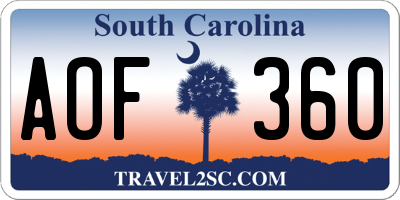 SC license plate AOF360