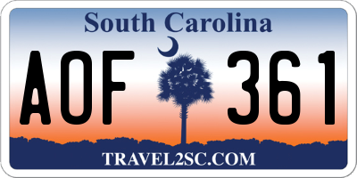 SC license plate AOF361