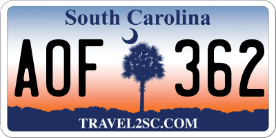 SC license plate AOF362