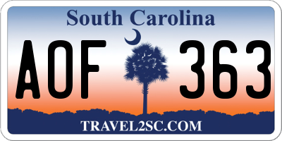 SC license plate AOF363