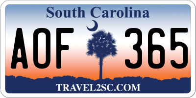 SC license plate AOF365