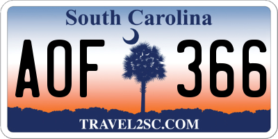 SC license plate AOF366