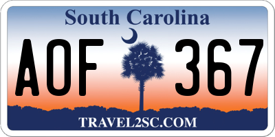 SC license plate AOF367