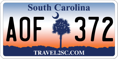 SC license plate AOF372