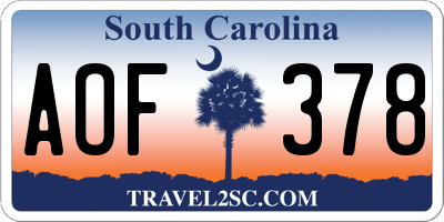 SC license plate AOF378