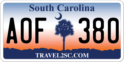 SC license plate AOF380
