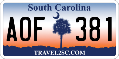 SC license plate AOF381