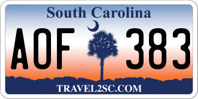 SC license plate AOF383