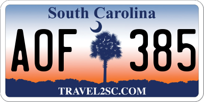 SC license plate AOF385