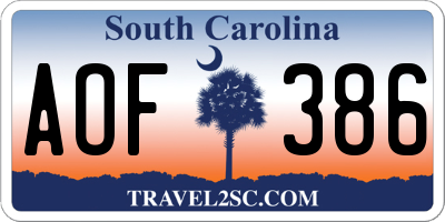 SC license plate AOF386