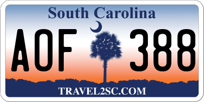 SC license plate AOF388