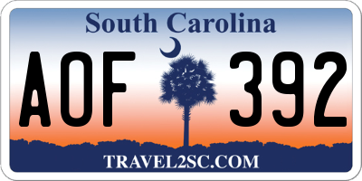 SC license plate AOF392