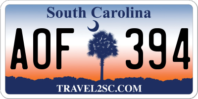 SC license plate AOF394