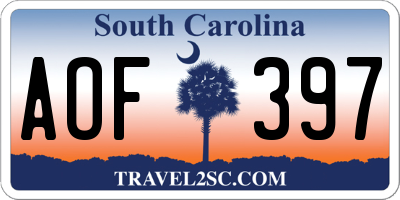 SC license plate AOF397