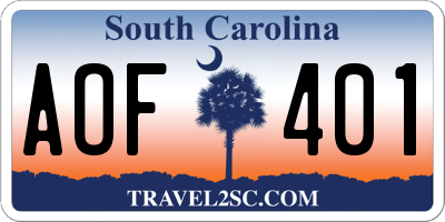 SC license plate AOF401