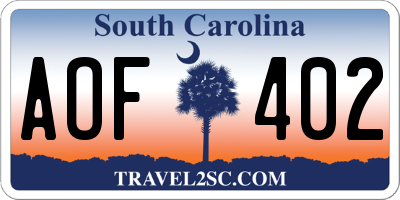 SC license plate AOF402