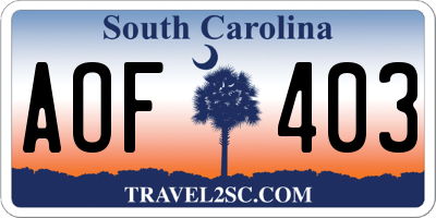 SC license plate AOF403