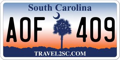 SC license plate AOF409