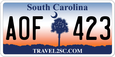 SC license plate AOF423