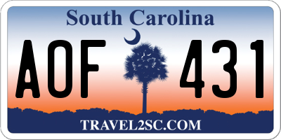 SC license plate AOF431