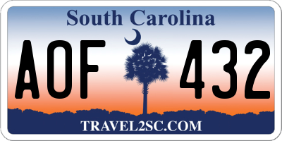 SC license plate AOF432