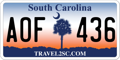 SC license plate AOF436