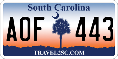 SC license plate AOF443