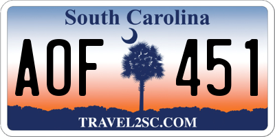 SC license plate AOF451