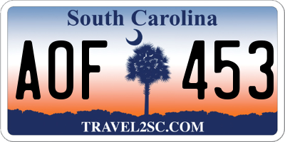 SC license plate AOF453